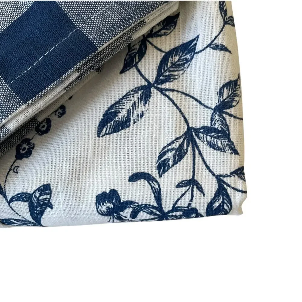 9pc Farmhouse Easter Bunny Tablecloth 60x104 Gingham Napkin Set Blue White NEW